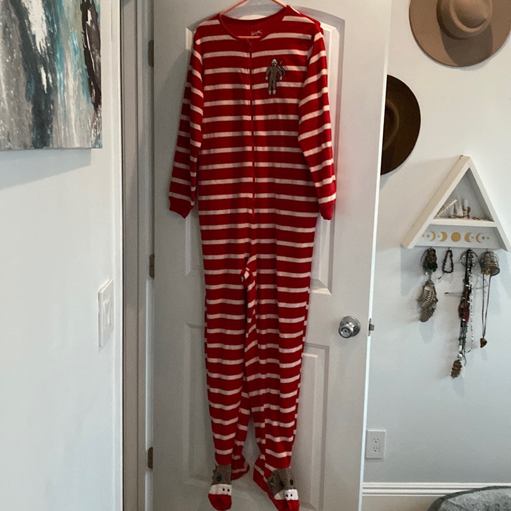 Adult Sized Sock Monkey Onezie